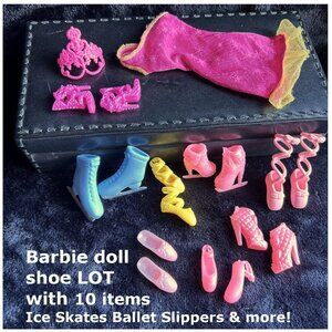 Barbie doll LOT of 10 items Pink Dress, Crown, Heels, Ballet shoes & Ice skates